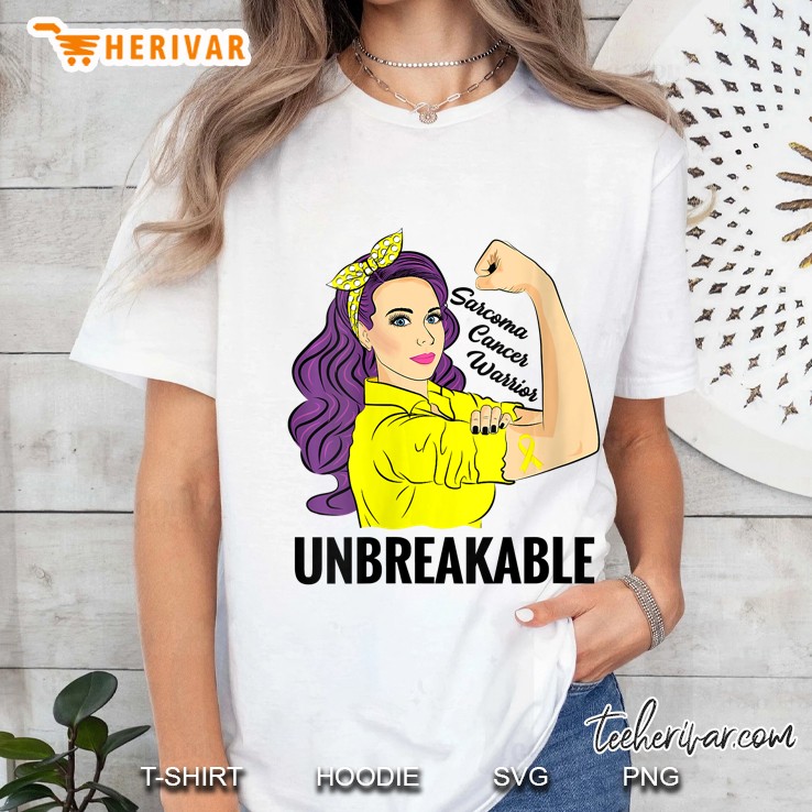 Womens Sarcoma Cancer Warrior Unbreakable Bone Awareness Gift V-Neck Ladies Tee