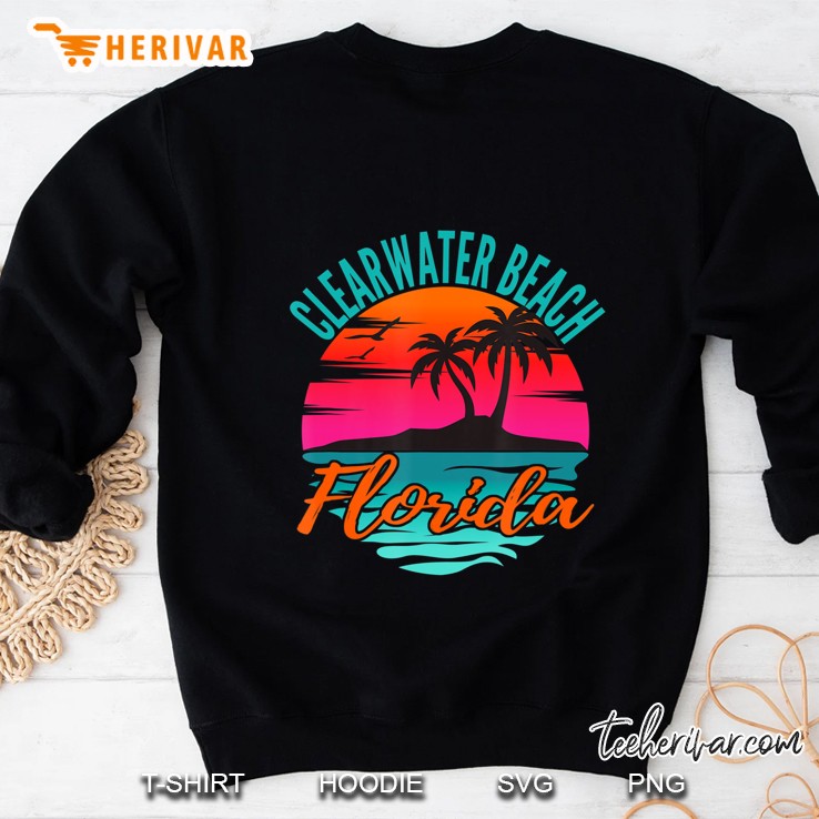 Clearwater Beach Florida Palm Tree Island Pink Sunset Sweatshirt
