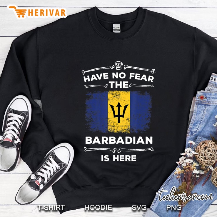Have No Fear The Barbadian Is Here Halloween Barbados Flag Sweatshirt