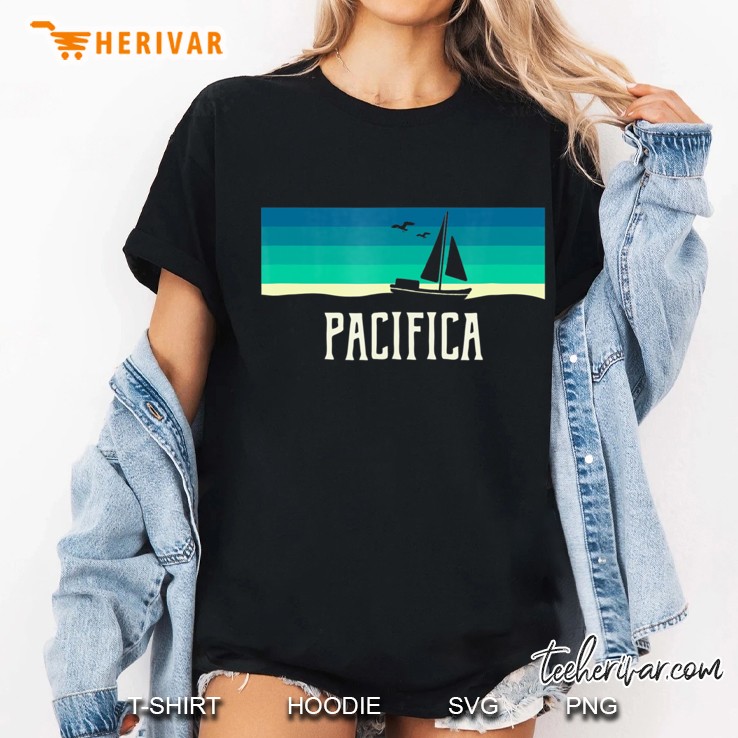 Pacifica California Sailboat 70S Throwback Ladies Tee