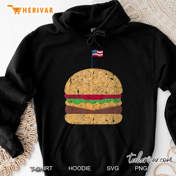 Patriotic Cheese Burger Shirt American Flag 4Th July Bbq Tee Hoodie
