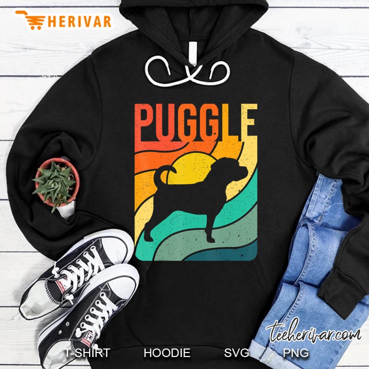 Puggle Vintage Retro Pet Dog Mom Dad Gift Hoodie