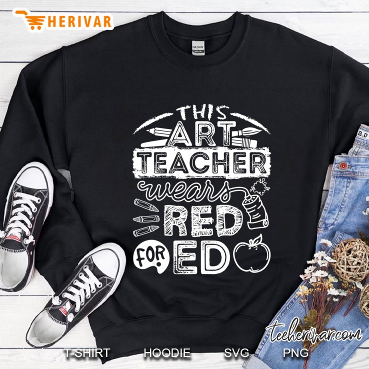 This Art Teacher Wears Red For Ed Mugs