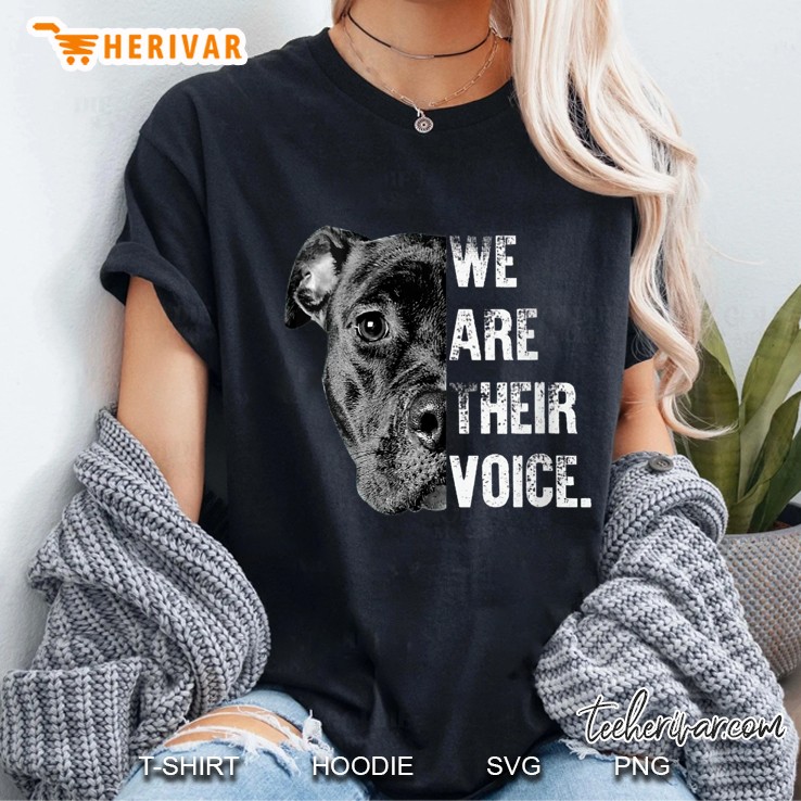 Womens Love Pitbull We Are Their Voice V-Neck Hoodie