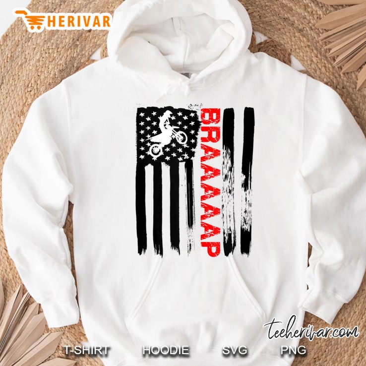 American Flag Usa Dirt Bike Braaap Tshirt Motocross Gift Tee Tank Top Hoodie