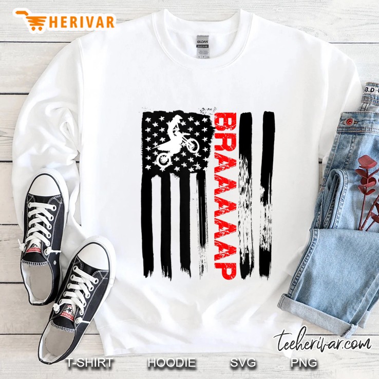 American Flag Usa Dirt Bike Braaap Tshirt Motocross Gift Tee Tank Top Sweatshirt