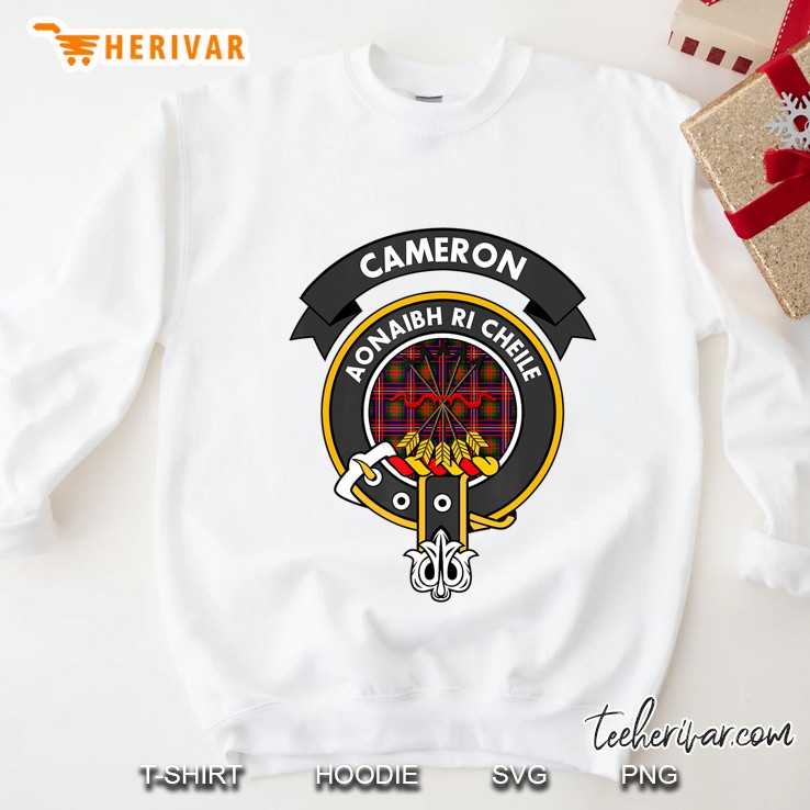 Cameron Clan Badge Tee Shirt - Scottish Tartan Shirt Sweatshirt