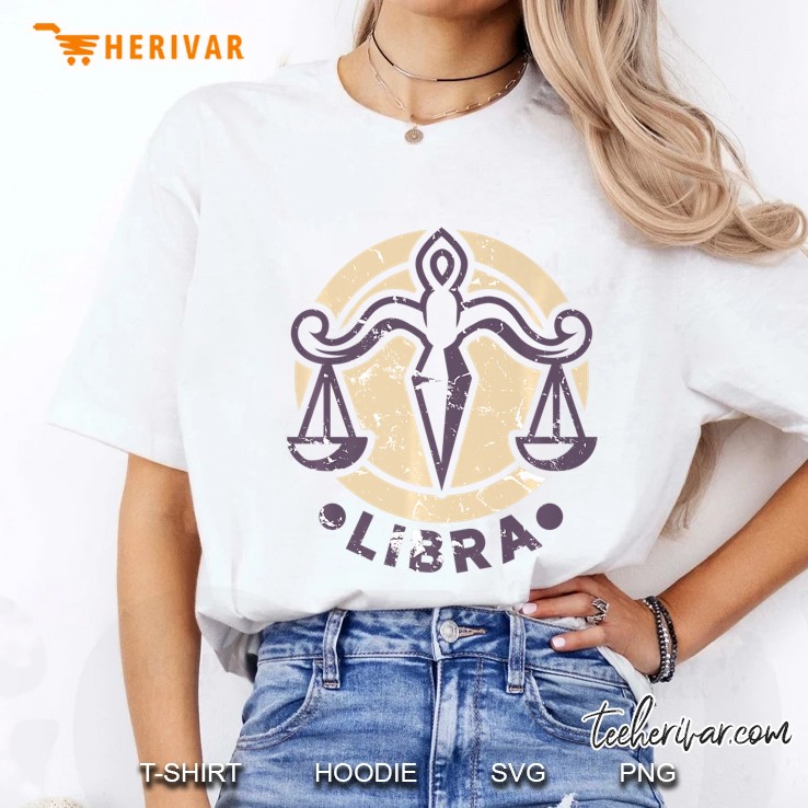 Vintage Distressed Libra Symbol Zodiac Sign Birthday Gift Premium Ladies Tee