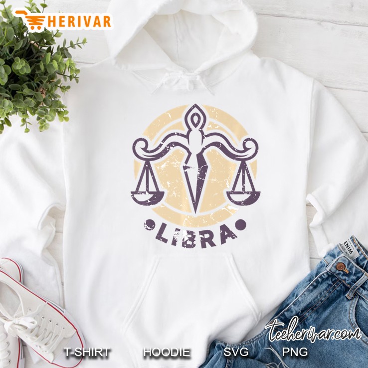 Vintage Distressed Libra Symbol Zodiac Sign Birthday Gift Premium Hoodie
