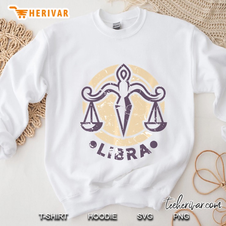 Vintage Distressed Libra Symbol Zodiac Sign Birthday Gift Premium Sweatshirt