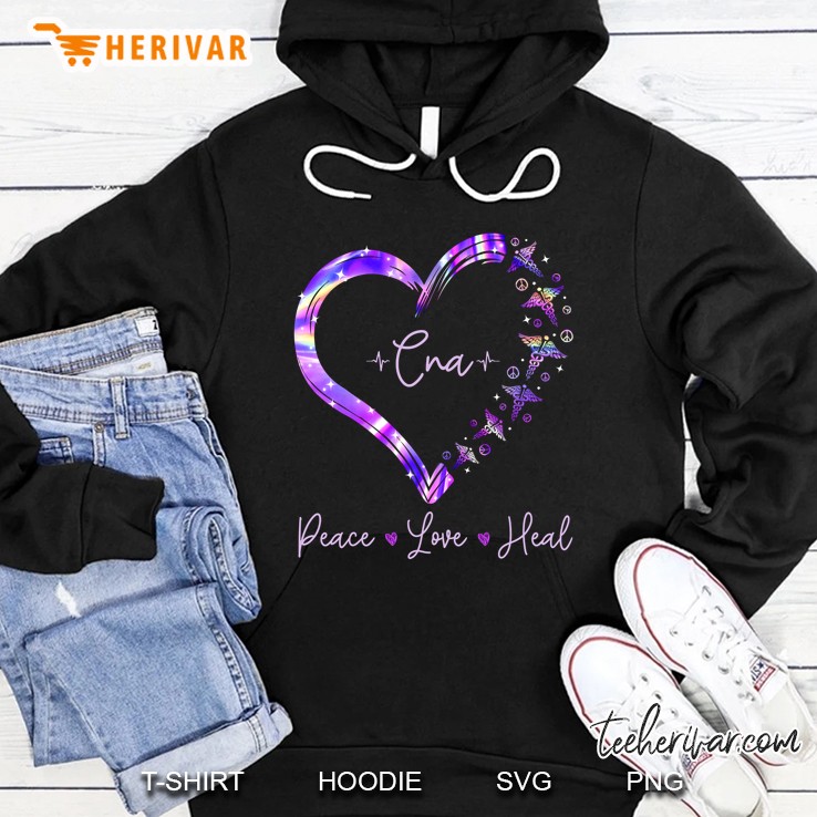 Cna Peace Love Heal Purple Heart Version Hoodie