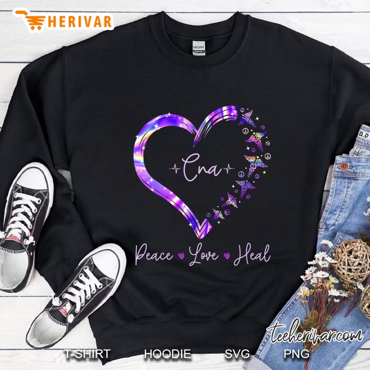 Cna Peace Love Heal Purple Heart Version Sweatshirt