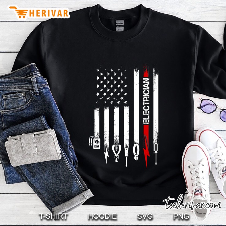 American Flag With Electrician Tshirt For Women Men Father Sweatshirt