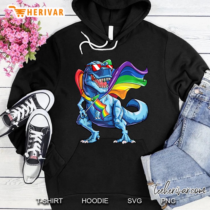 Dinosaur Gay Pride Lgbt Rainbow Flag Lesbian Bisexual T Rex Tank Top Hoodie