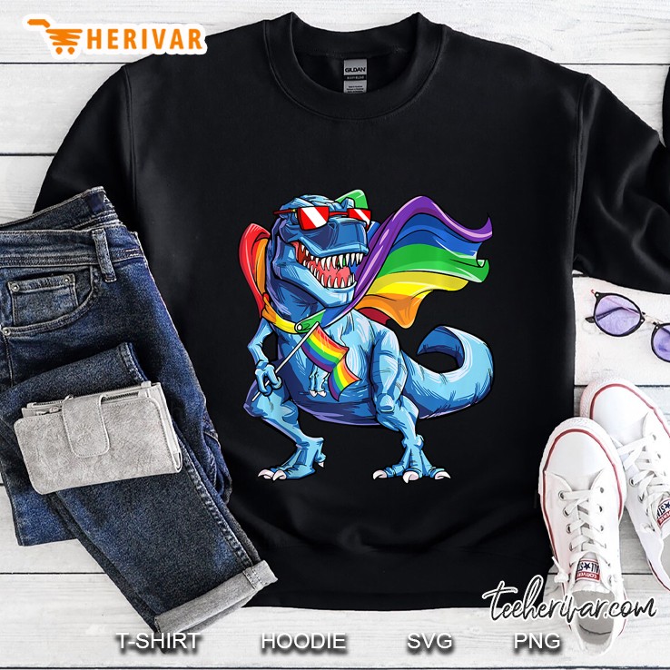 Dinosaur Gay Pride Lgbt Rainbow Flag Lesbian Bisexual T Rex Tank Top Sweatshirt