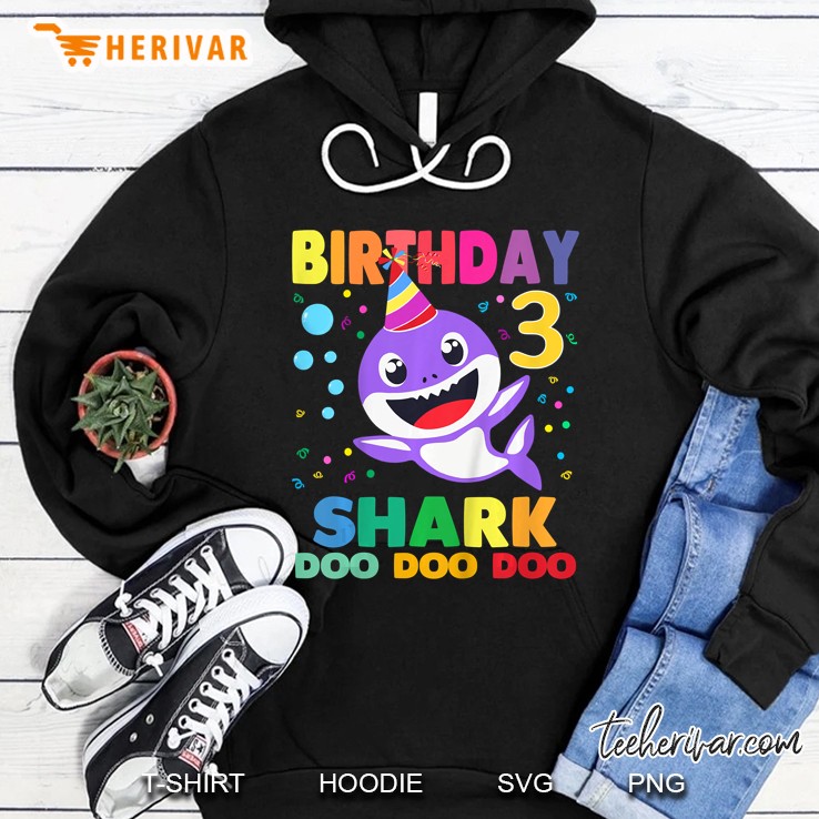 Kids Kids Baby Shark 3 Years Old 3Rd Birthday Doo Doo Shirt Hoodie