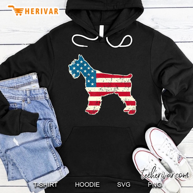 Schnauzer 4Th Of July Dog Lover Gifts Men Usa American Flag Hoodie