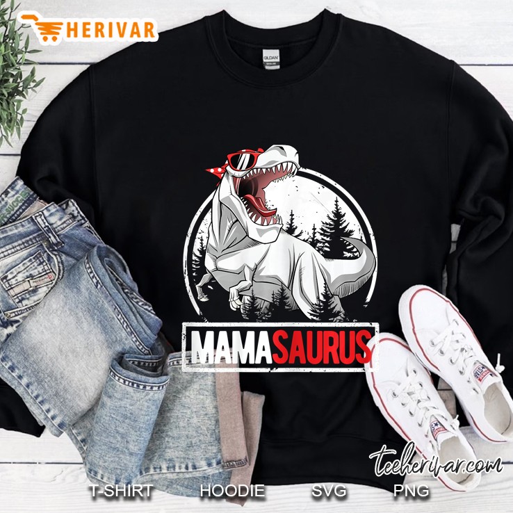 Womens Mamasaurus Shirt Women Mama Saurus Dino T Rex Birthday Party Sweatshirt