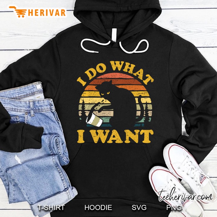 I Do What Want Funny Cat Mom Dad Lover Vintage Cute Gift Pullover Hoodie