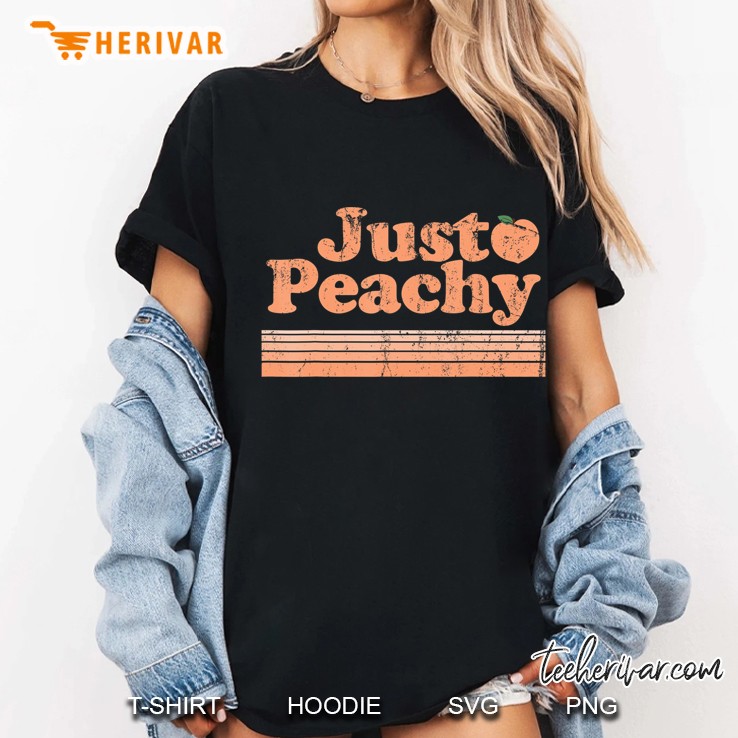 Just Peachy Retro 70S Georgia Peaches Summer Fruit Ladies Tee