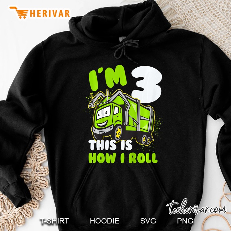 Kids Toddlers Garbage Truck 3Rd Three Year Old Birthday Gift Hoodie