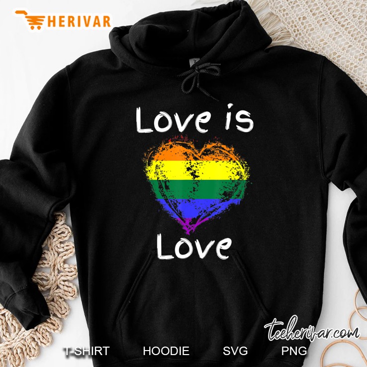 Lgbqt Rainbow Heart Gay Pride Flag Love Is Love Gift Hoodie