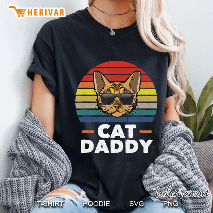 Mens Cat Daddy Vintage Bengal Cat Style Distressed Retro Ladies Tee