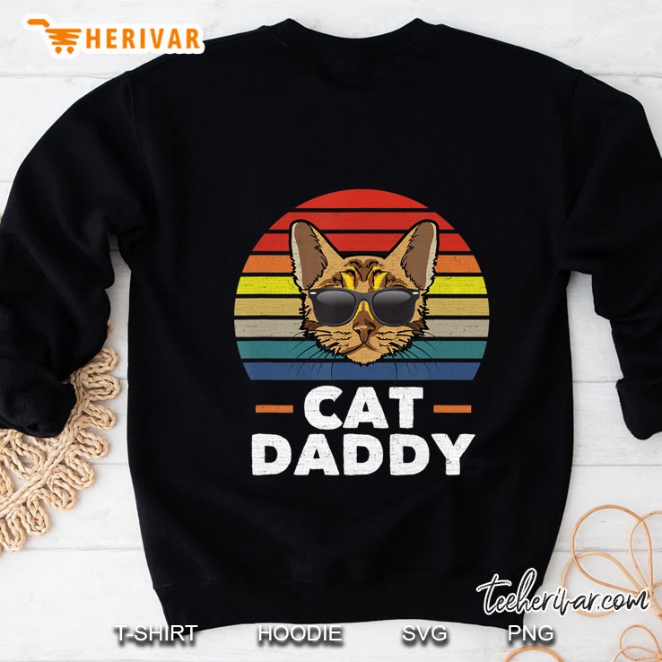 Mens Cat Daddy Vintage Bengal Cat Style Distressed Retro Sweatshirt