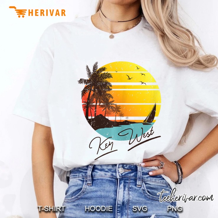Key West Florida Retro Summer Tropical Beach Gift Ladies Tee