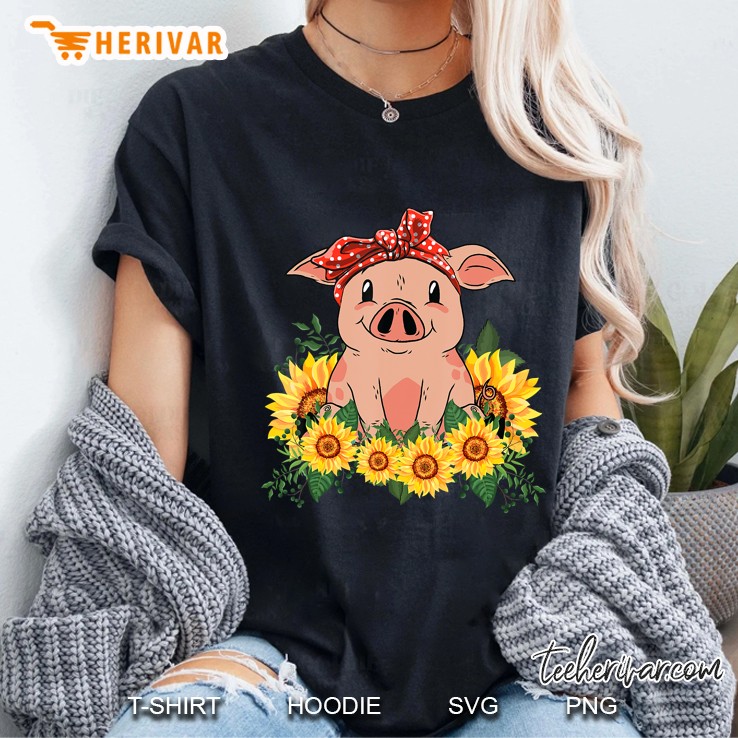 Cute Pig Bandana Shirt Sunflower Hoodie