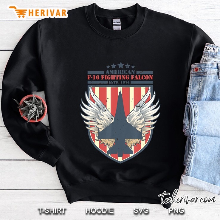 F-16 Fighter Jet Distressed Flag Aviation Sweatshirt