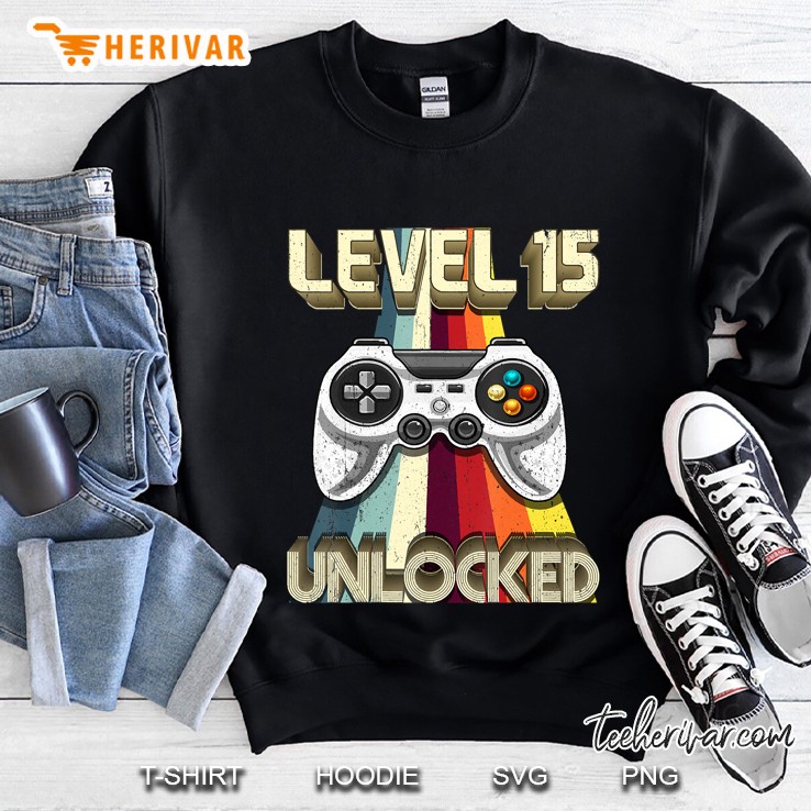 Level 15 Unlocked Retro Video Game 15Th Birthday Gamer Gift Sweatshirt