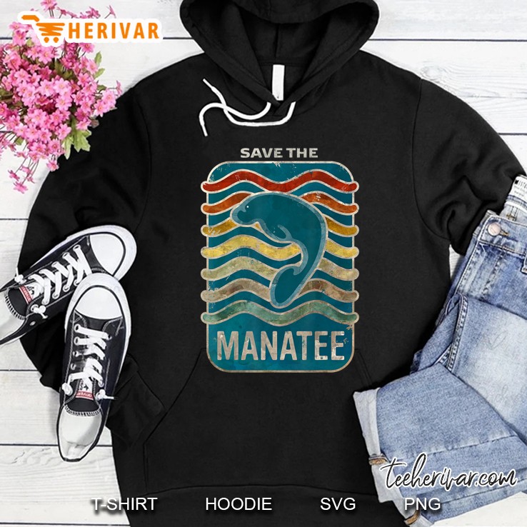 Save The Manatee Retro Vintage Design Hoodie