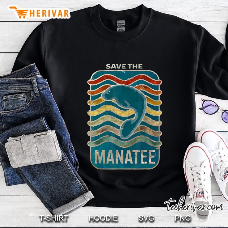 Save The Manatee Retro Vintage Design Sweatshirt
