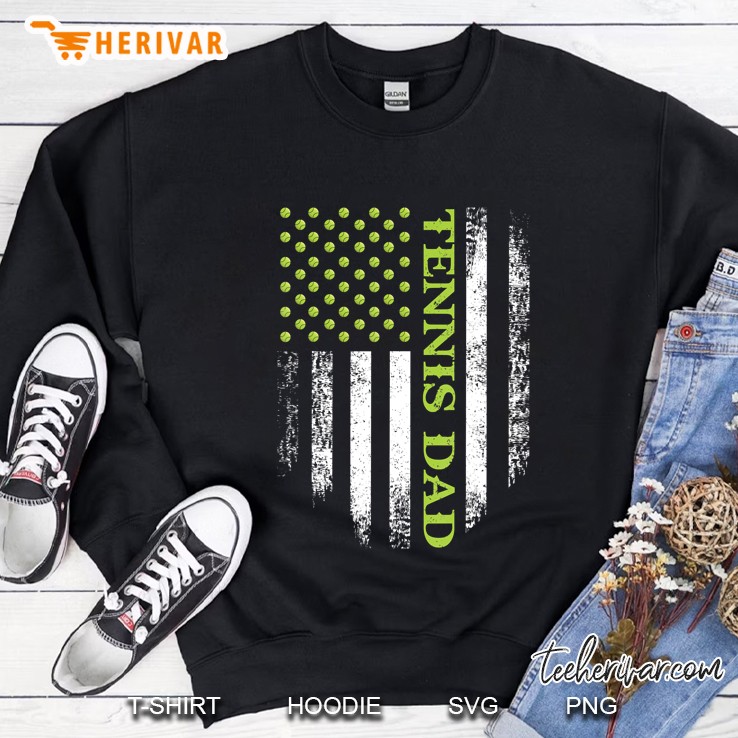 Vintage Usa American Flag Proud Tennis Dad Player Sweatshirt