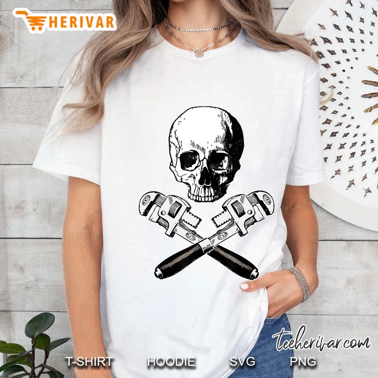 Skull Cross Bones Pipe Wrenches Plumber Ladies Tee