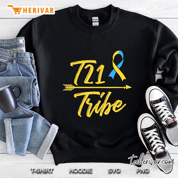 Down Syndrome Mom Awareness Trisomy 21 Gold Blue Ribbon Gift Sweatshirt