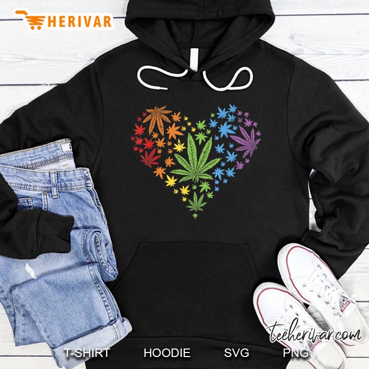 Marijuana Hear Lgbt Weed Leaf Gay Pride Stoner Gift Hoodie