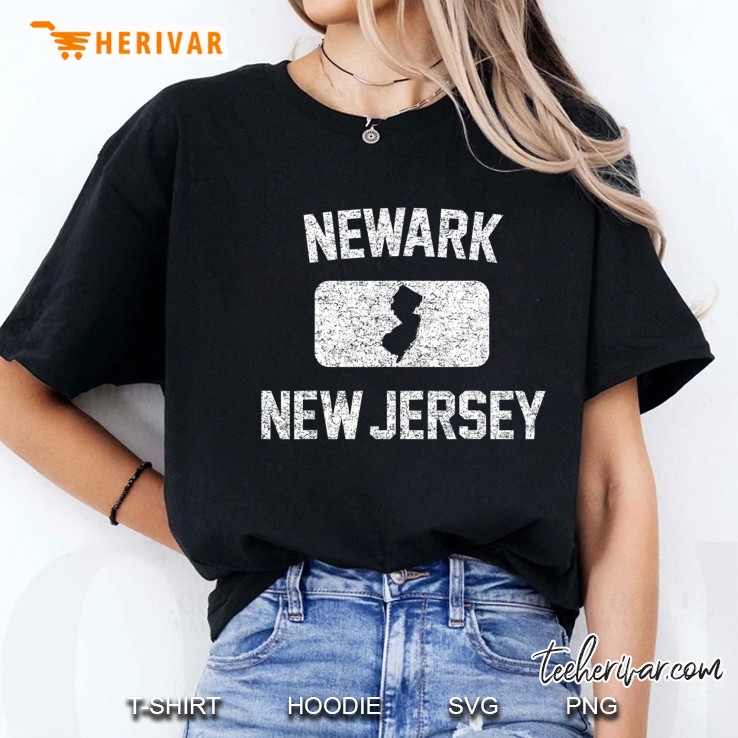 Newark - Gym Style Nj Shape Distressed Print Ladies Tee