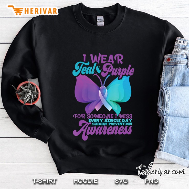 Suicide Prevention Awareness Shirt I Wear Teal And Purple Sweatshirt