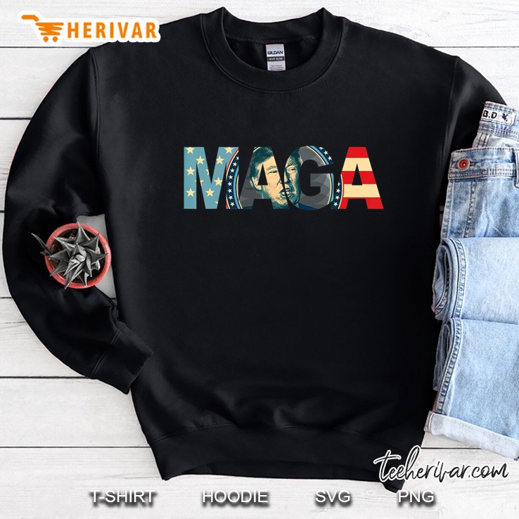 Trump 2020 Voted Maga American Flag Retro Vintage Gift Sweatshirt