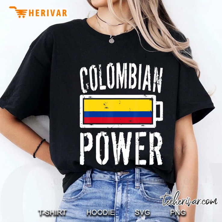 Colombia Flag Colombian Power Battery Proud Tee Hoodie