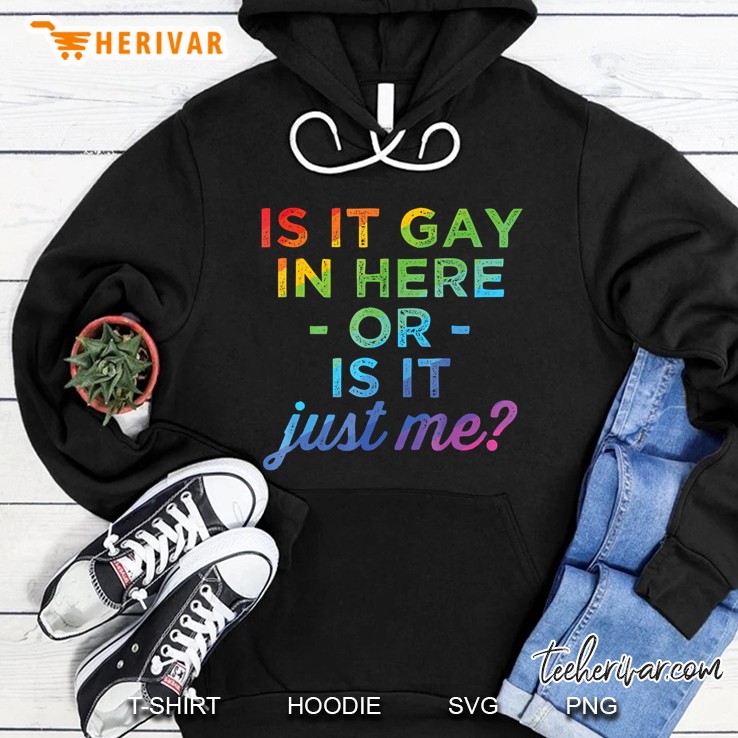 Is It Gay In Here Or Is It Just Me Funny Gay Pride Hoodie