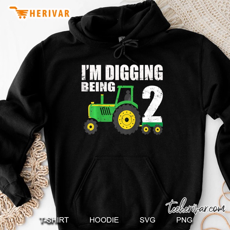 Kids Tractor Birthday Shirt 2 Year Old 2Nd Birthday Hoodie