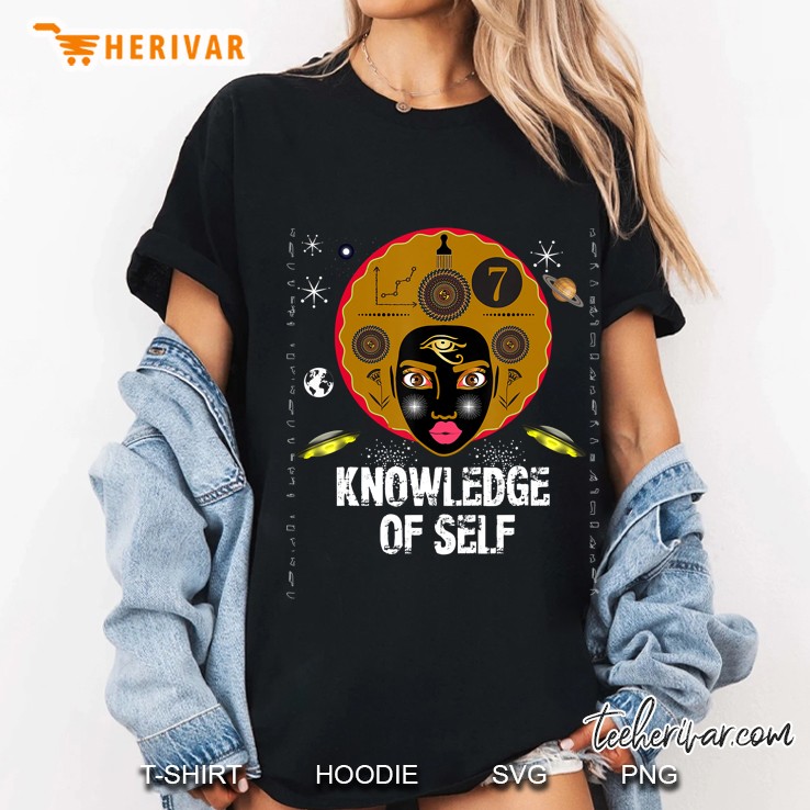 Knowledge Of Self - Afrocentric Female Ankh In Black Matter Ladies Tee