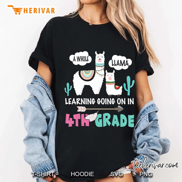 Llama Cactus 4Th Grade Shirt Teacher Student Back To School Ladies Tee