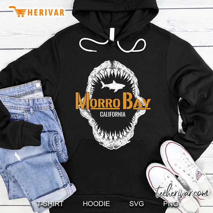 Retro Morro Bay California Shark Distress Morro Bay Ca Hoodie