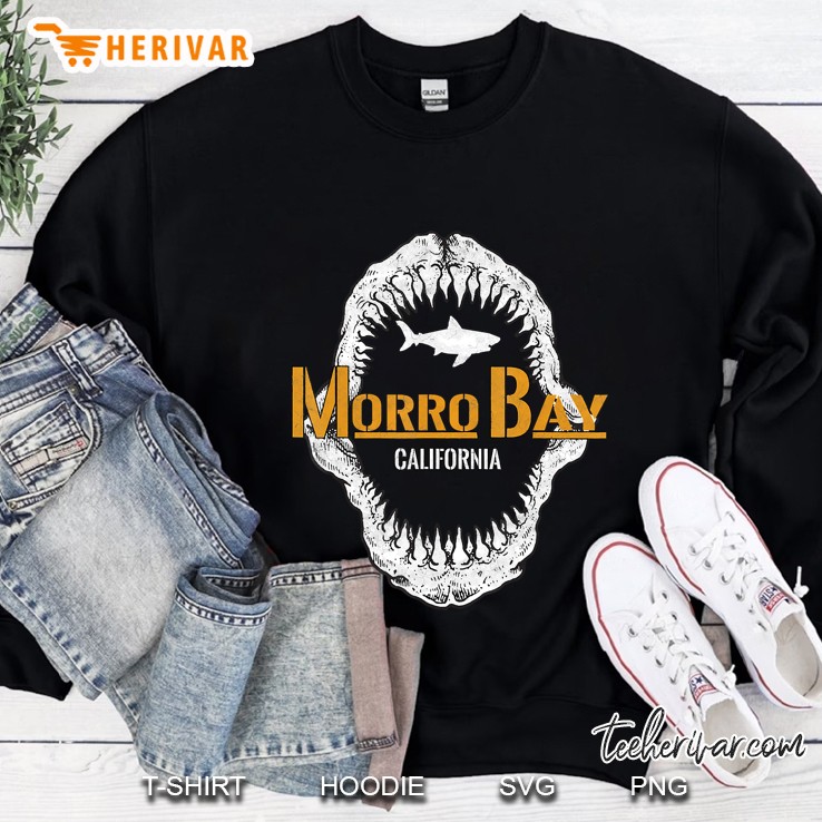 Retro Morro Bay California Shark Distress Morro Bay Ca Sweatshirt