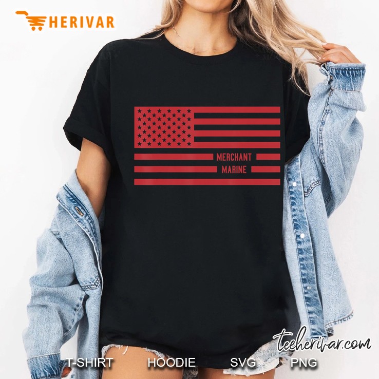 Us Merchant Marine American Flag Ladies Tee
