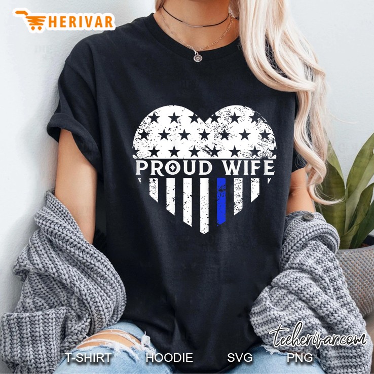 Womens Police Wife Shirt Thin Blue Line Flag Law Enforcement Ladies Tee